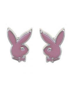 Pink Playboy Bunny Studs with Crystal eye