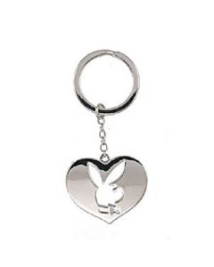 Silver Plated Heart Key chain w/ laser cut Rabbit Head