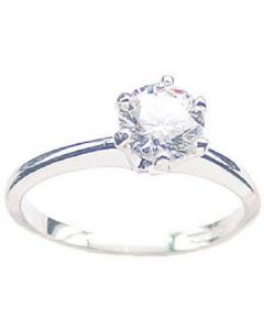 Tiffany Solitaire 1 ct CZ 14K Platinum Clad White Gold Engagement Ring