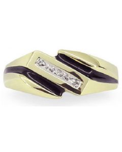 Diamond & Italian Enamel 14K Mens Ring