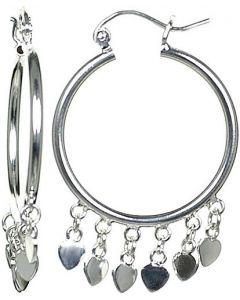 Chandelier Platinum Clad Hearts Hoop Earrings