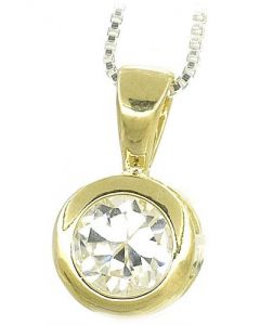 24kt Vermeil Two Tone Round Brilliant CZ Necklace