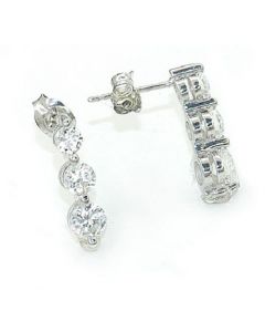 Genguine Diamond Stick Trio Sterling Silver Earrings