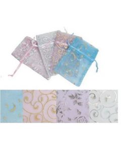 12 small Fancy Drawstring Jewelry Pouches