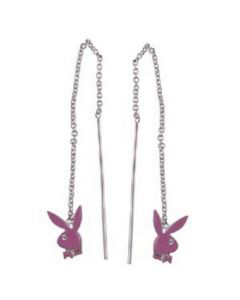 Pink Playboy  Bunny Head Thread Earrings