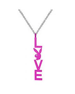 Playboy Bunny love purple plastic necklace and Pendant