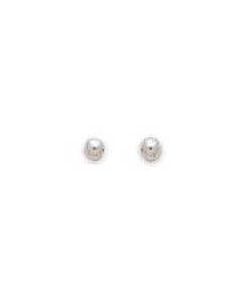 Solid 14K White Gold Metal Ball Stud Earrings