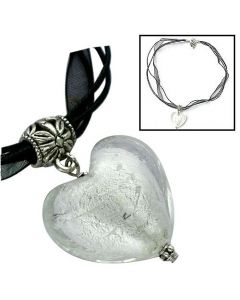 Handmade Necklace with Murano Glass Heart Pendant ZZ