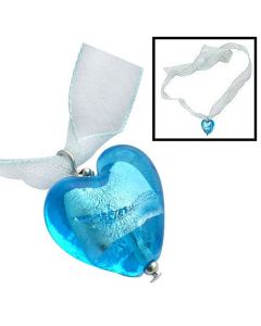 Handmade Necklace with Murano Glass Heart Pendant  ZZ