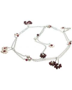 Genuine Pearl and Garnet Flower Belly Chain