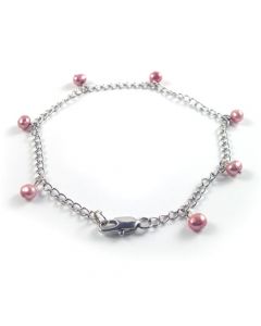 Genuine Red Pearl Silver Anklet