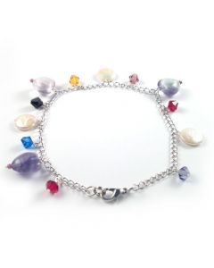 Genuine Fluorite and Coin Pearl Anklet