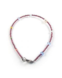 Genuine Pearl, Garnet, and Crystal Anklet