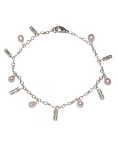 Genuine Pearl and Silver Bead Anklet