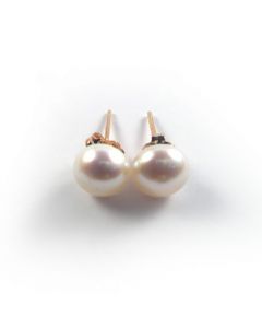 Genuine White 7mm Pearl 10k Gold Studs