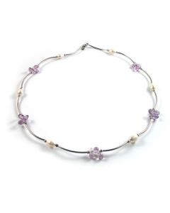 Genuine Pearl & Amethyst  Necklace
