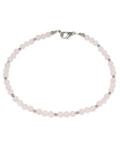 Genuine Rose Quartz and Silver Anklet