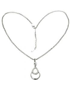 18K White Gold Plated Double Tear Drop Genuine Swarovski Crystal Necklace