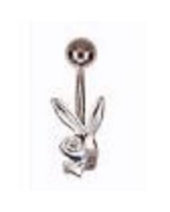 Silver Bunny Belly Ring w/ Crystal Eye Playboy Bunny