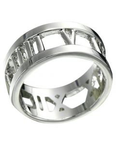 Rhodium Plated Roman Numerals Ring