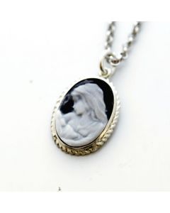 Jade Mother & Child Pendant with 925 Silver Chain