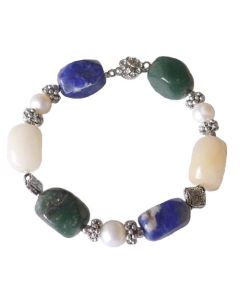 Genuine Baroque Pearl Topaz Lapix Jade Bracelet