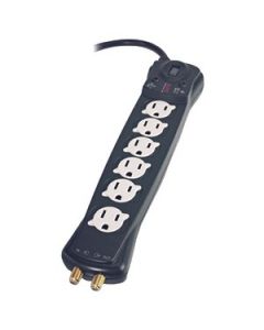 WALL-MOUNT SURGE PROTECTOR WITH COAXIAL PROTECTION (6 OUTLETS)