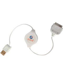 IPOD® RETRACTABLE USB 2.0 SYNC & CHARGE CABLE, 3.2 FT (WHITE)