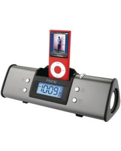 IPOD® PORTABLE ALARM CLOCK SPEAKER SYSTEM (GUN METAL)