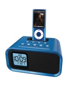 IPOD® DUAL ALARM CLOCK SPEAKER SYSTEM (BLUE)