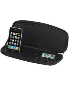 PORTABLE/TRAVEL ALARM CLOCK STEREO SPEAKER SYSTEM