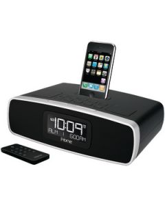 IPOD®/IPHONE® DUAL ALARM CLOCK RADIO (BLACK)