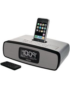 IPOD®/IPHONE® DUAL ALARM CLOCK RADIO (SILVER)