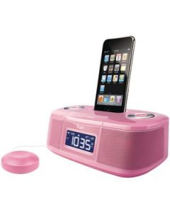 IPOD® DUAL ALARM CLOCK WITH BED SHAKER (PINK)