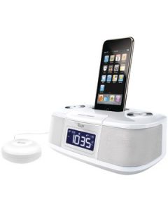 IPOD® DUAL ALARM CLOCK WITH BED SHAKER (WHITE)