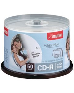 52X WHITE INKJET PRINTABLE CD-RS, 50-CT SPINDLE