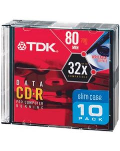 80-MINUTE/700 MB DATA CD-RS IN SLIM JEWEL CASES (10 PK)