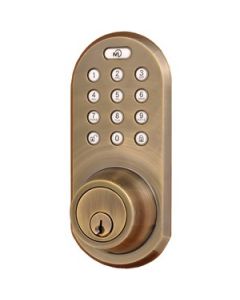 3-IN-1 REMOTE CONTROL & TOUCHPAD DEAD BOLT (ANTIQUE BRASS)