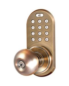 3-IN-1 REMOTE CONTROL & TOUCHPAD DOOR KNOB (ANTIQUE BRASS)