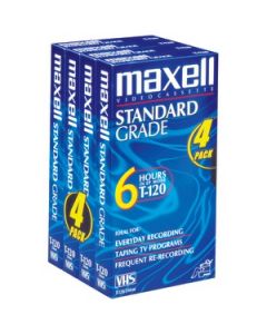 STANDARD QUALITY VHS VIDEO TAPES (6 HOURS, 4 PK)