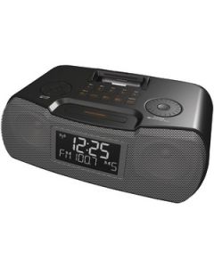 AM/FM ATOMIC CLOCK RADIO WITH IPOD® DOCK (BLACK)