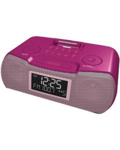 AM/FM ATOMIC CLOCK RADIO WITH IPOD® DOCK (PINK)