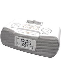AM/FM ATOMIC CLOCK RADIO WITH IPOD® DOCK (WHITE)
