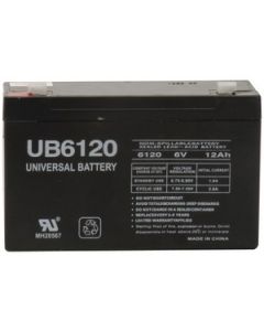 SEALED LEAD ACID BATTERIES (6V; 12 AH; .187 TAB TERMINALS; UB6120)