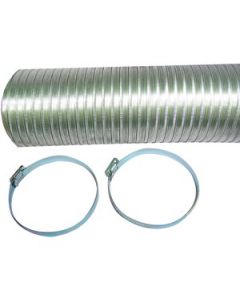 SEMI-RIGID FLEXIBLE ALUMINUM DUCT (WITH 2 METAL WORM DRIVE CLAMPS)