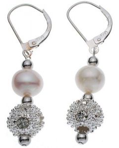 Genuine 7.5mm Pearl Sterling Silver leverback  Earrings