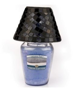 6187 aroma luxTM Jar Candle with Mosaic Glass Shade - Fresh Cotton