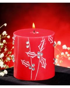 6362 LumiÃ¨re DespritTM 3" x 3" Red Unfragranced Jeweled Pillar Candle