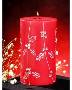 6363 LumiÃ¨re DespritTM 3" x 5" Red Unfragranced Jeweled Pillar Candle