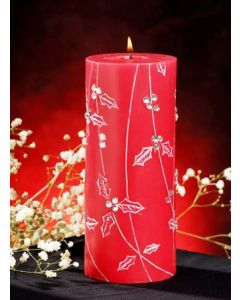6364 LumiÃ¨re DespritTM 3" x 7" Red Unfragranced Jeweled Pillar Candle